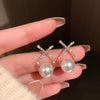 Elevate Your Elegance with Korean Studded Cross Pearl Stud Earrings