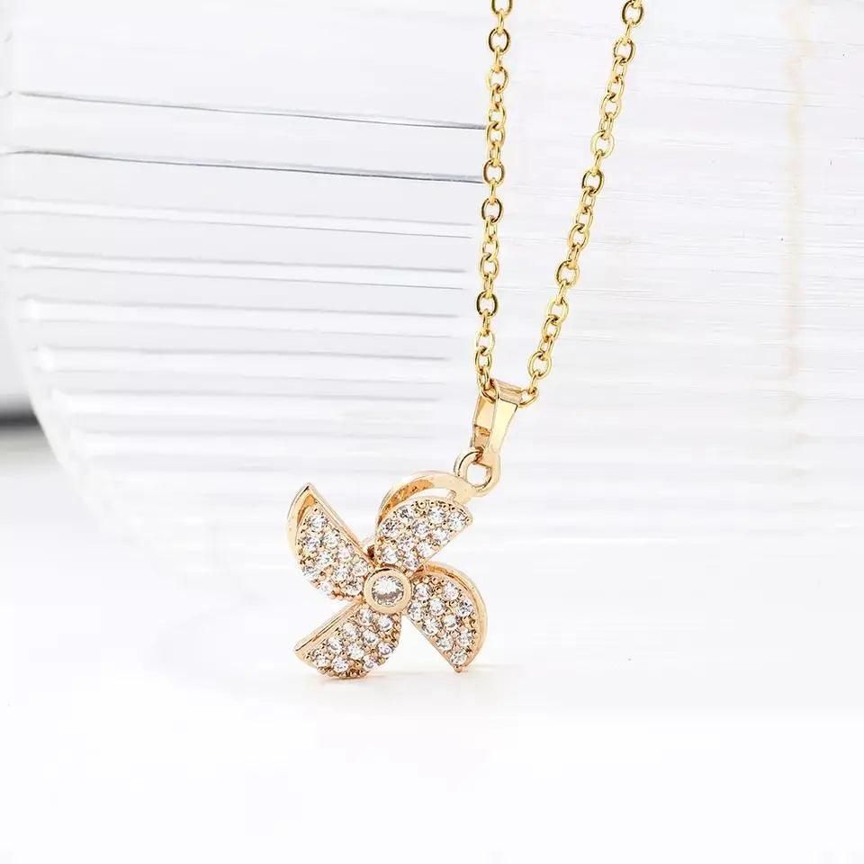 🌸Flower Pinwheel Rotating Necklace